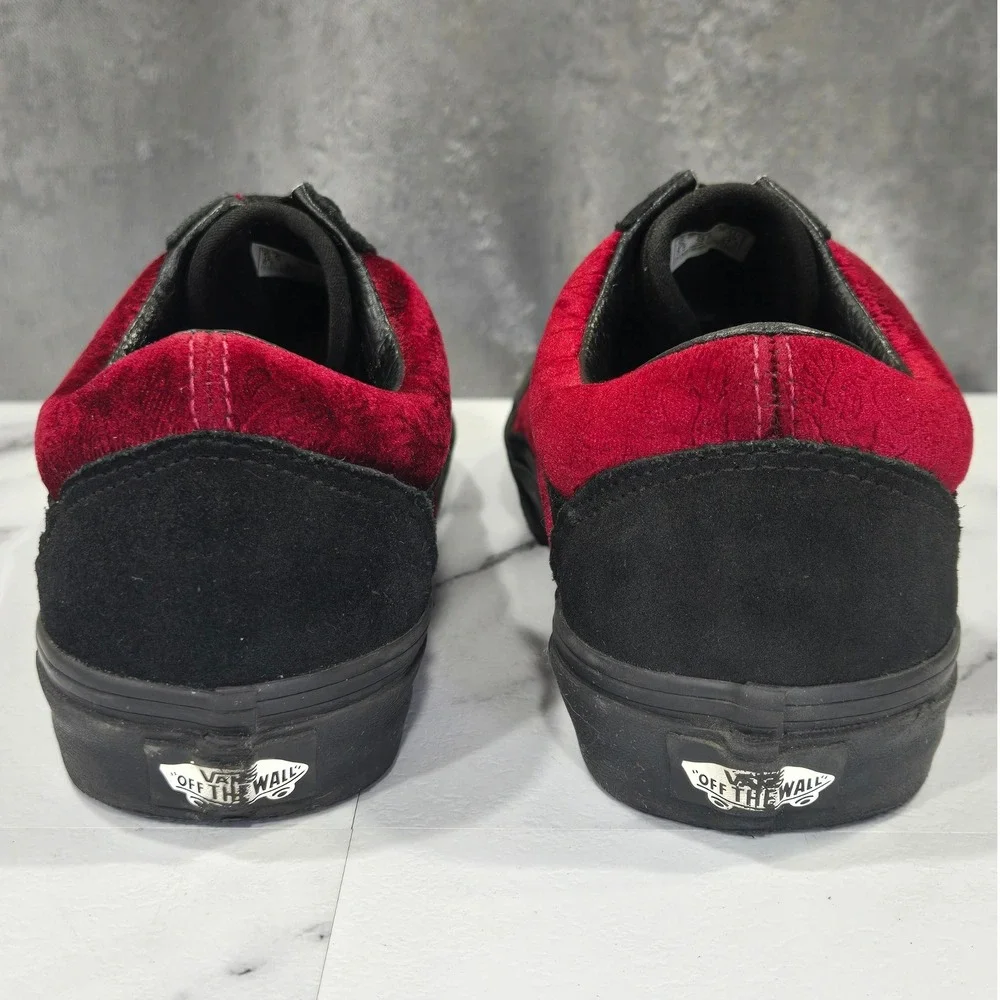 Vans Old Skool Sneakers Mens 6.5 Womens 8 Paisley Velvet Black Red Skate
